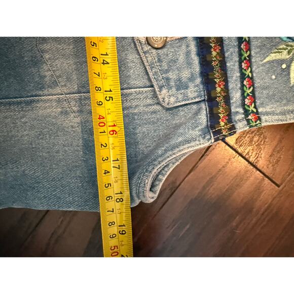 Vintage Bill Blass denim floral embroidered vest size medium - Picture 5 of 7